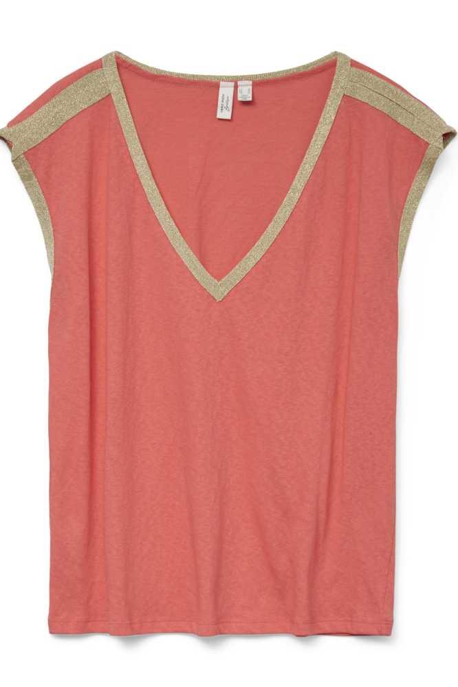 VMBALDORA S/L V-NECK TOP JRS BTQ 10325291 DUBARRY/GOLD LUREX